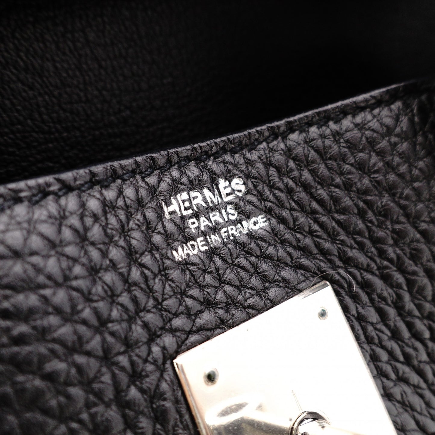 HERMES Birkin Handbag, Leather, Black, □R Stamp, Silver Hardware