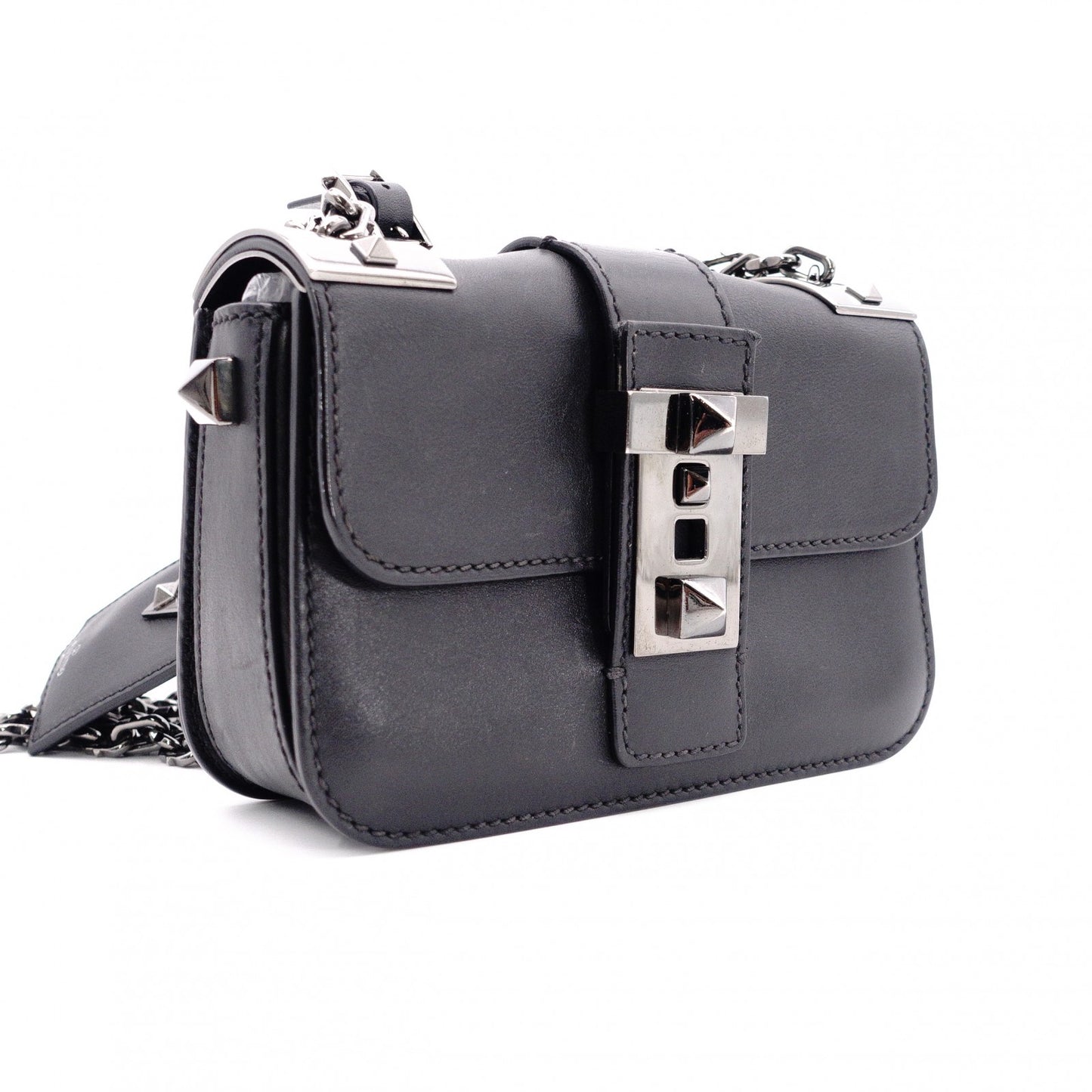 Valentino Garavani Rockstud Small Rockstud B Shoulder Bag, Leather, Black
