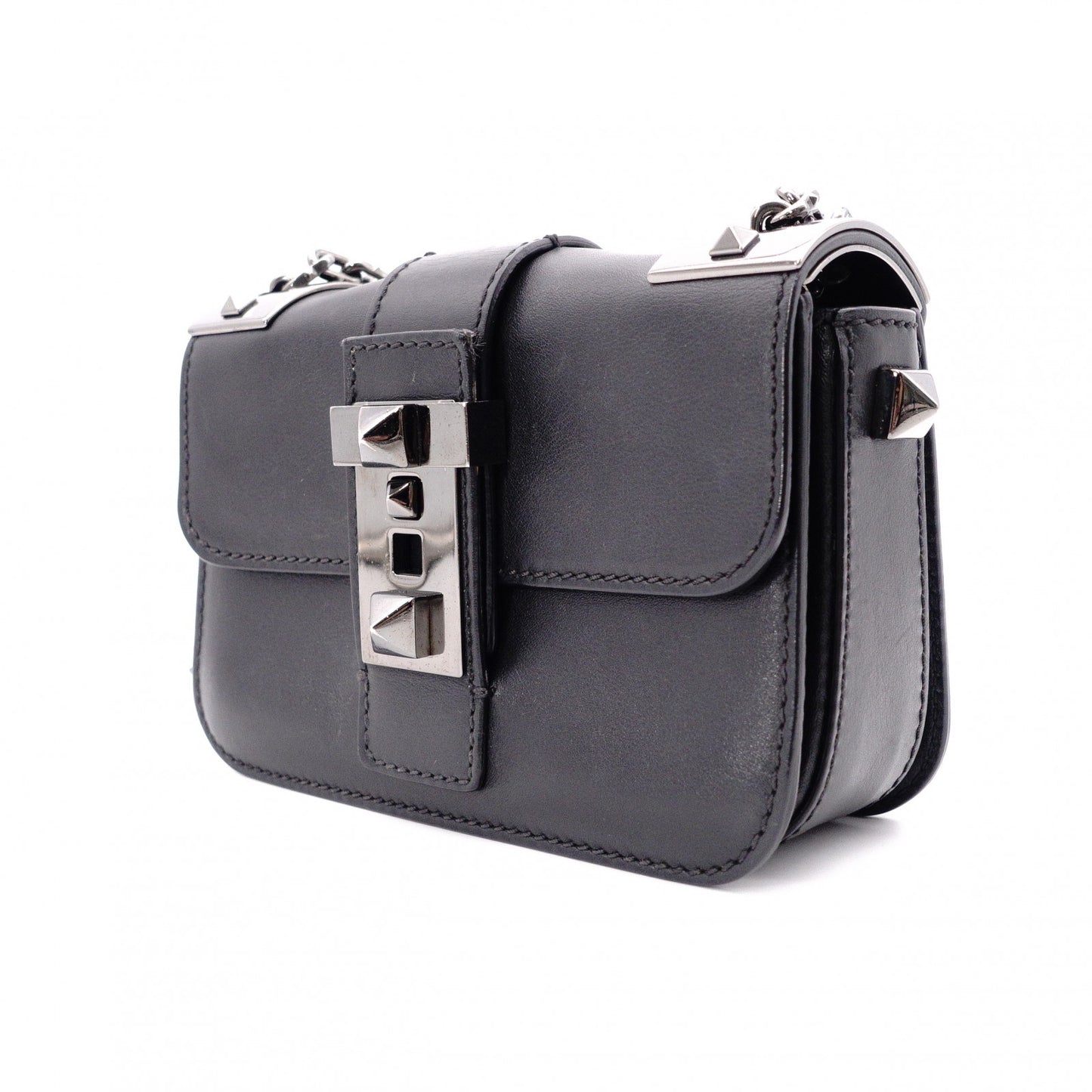 Valentino Garavani Rockstud Small Rockstud B Shoulder Bag, Leather, Black