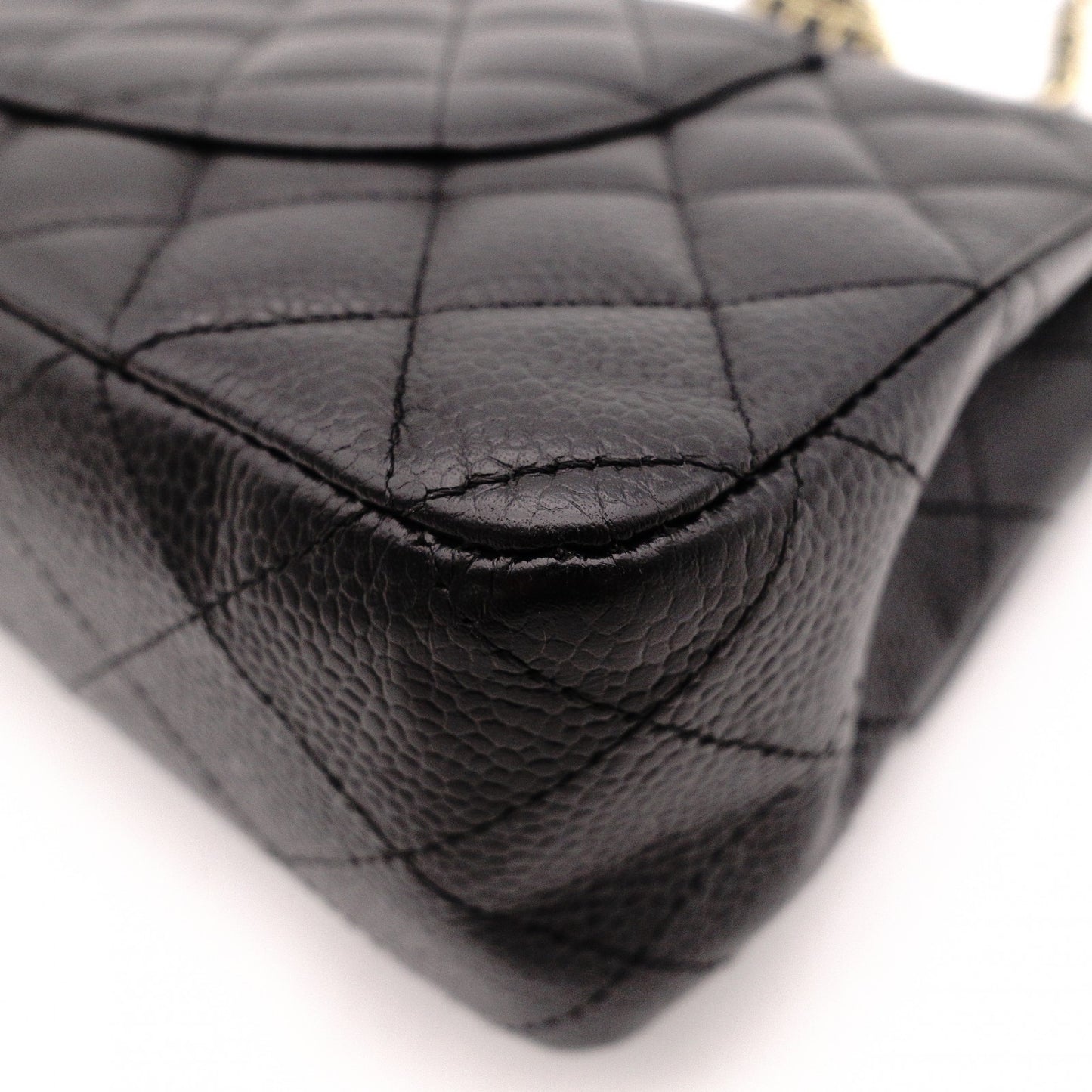 CHANEL Caviar Skin W-Flap Matelassé Classic Shoulder Bag, Leather, Black, Gold Hardware