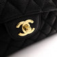 CHANEL Caviar Skin W-Flap Matelassé Classic Shoulder Bag, Leather, Black, Gold Hardware
