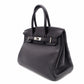 HERMES Birkin Handbag, Leather, Black, □R Stamp, Silver Hardware