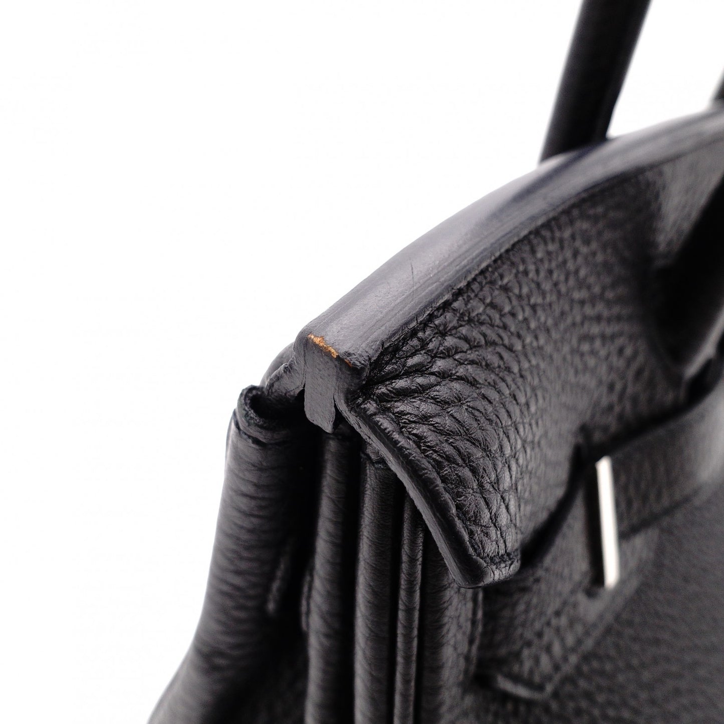 HERMES Birkin Handbag, Leather, Black, □R Stamp, Silver Hardware