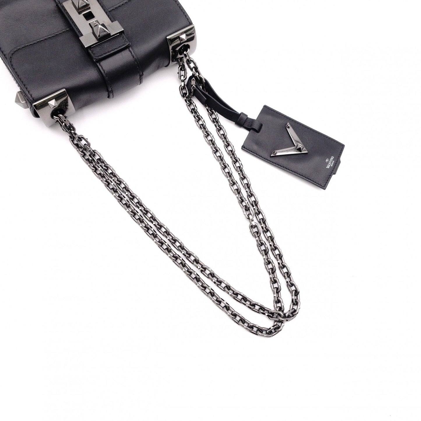 Valentino Garavani Rockstud Small Rockstud B Shoulder Bag, Leather, Black