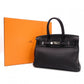 HERMES Birkin Handbag, Leather, Black, □R Stamp, Silver Hardware