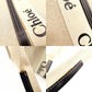 Chloe Woody Medium Tote Canvas Beige × Navy Shoulder Logo 7-11-705