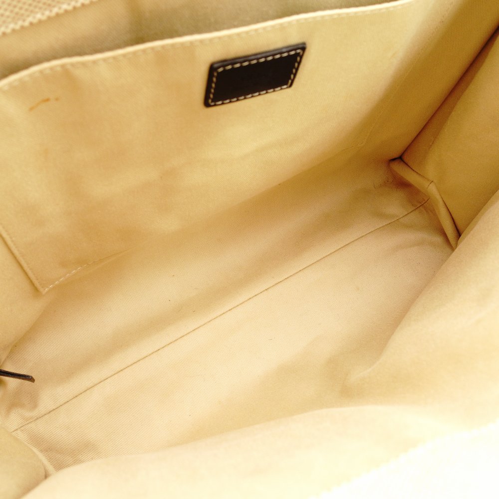 Chloe Woody Medium Tote Canvas Beige × Navy Shoulder Logo 7-11-705