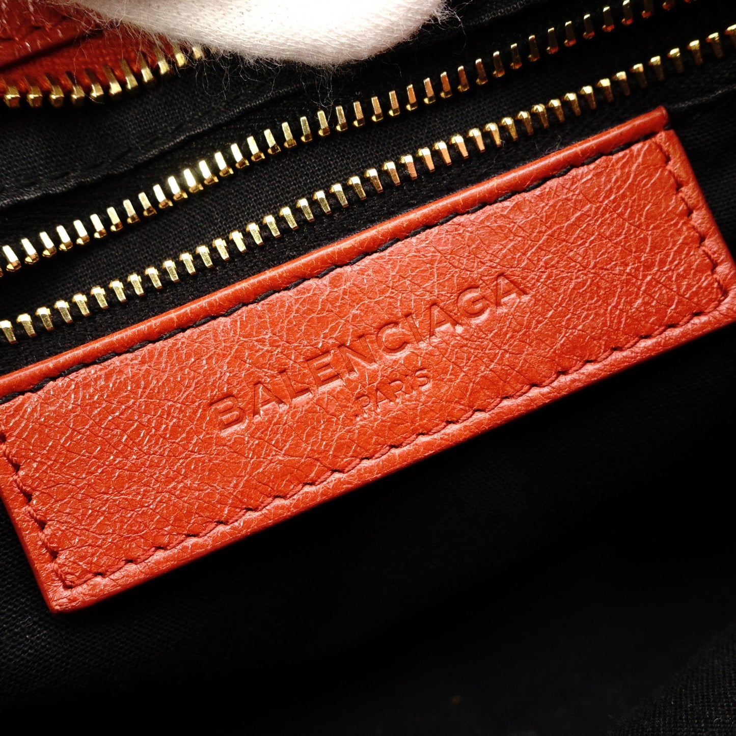 BALENCIAGA Classic Mini City Handbag, Leather, Gold Hardware, Orange, Women's