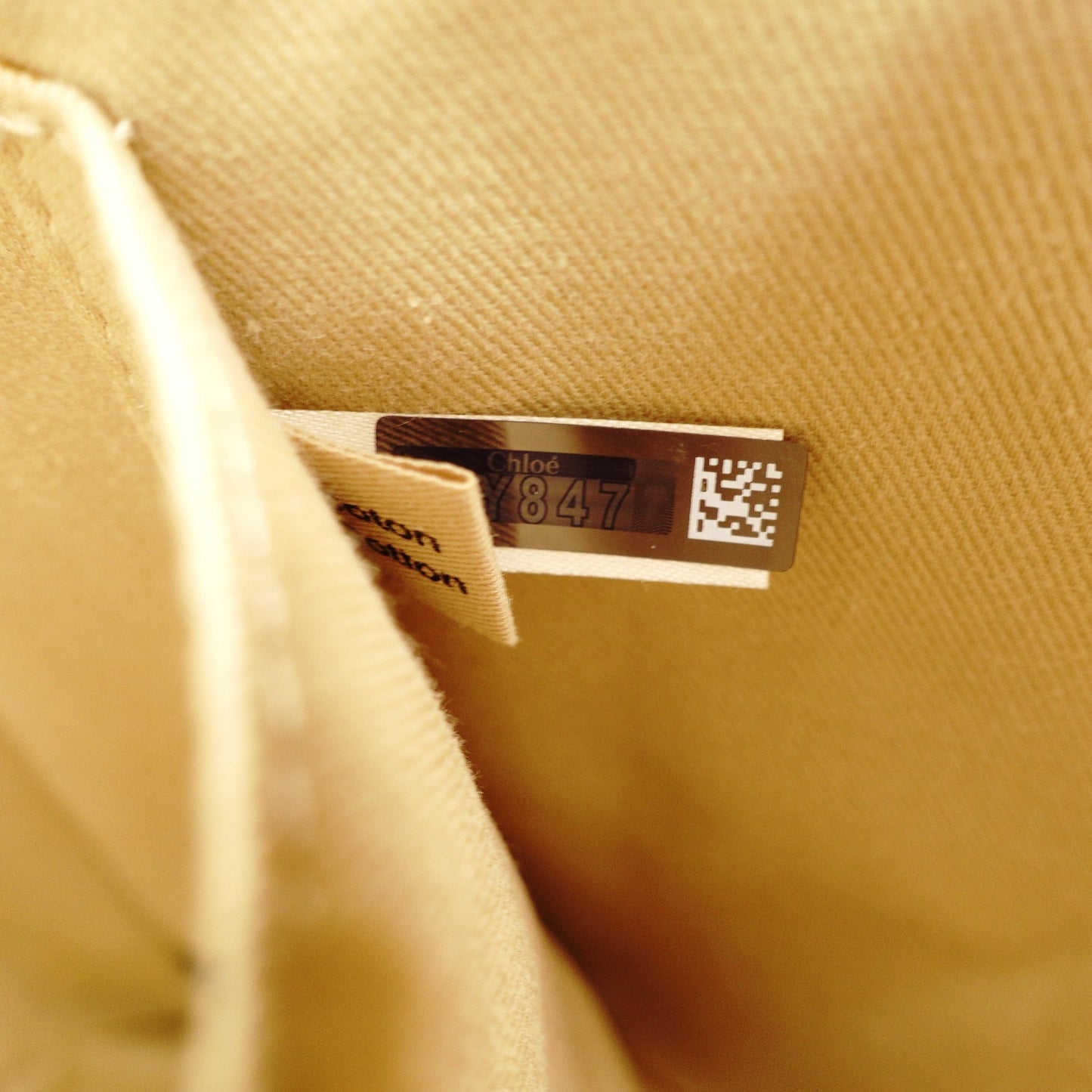 Chloe Woody Medium Tote Canvas Beige × Navy Shoulder Logo 7-11-705