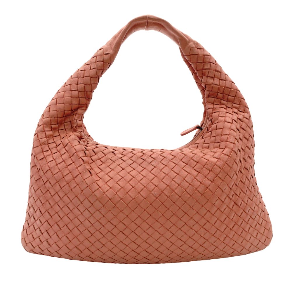 Bottega Veneta Intrecciato One Shoulder Bag Orange Leather Hobo 7-10-596