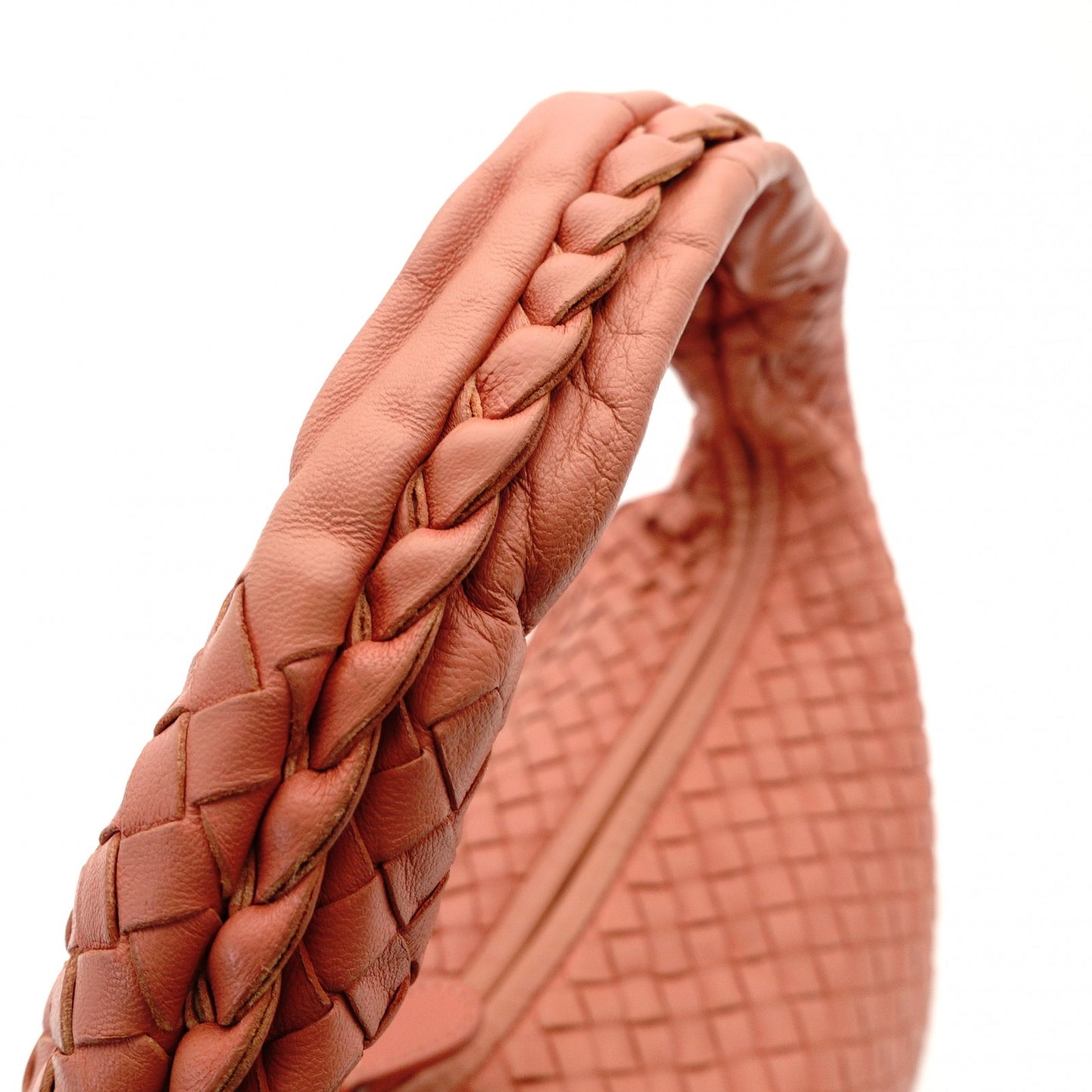 Bottega Veneta Intrecciato One Shoulder Bag Orange Leather Hobo 7-10-596