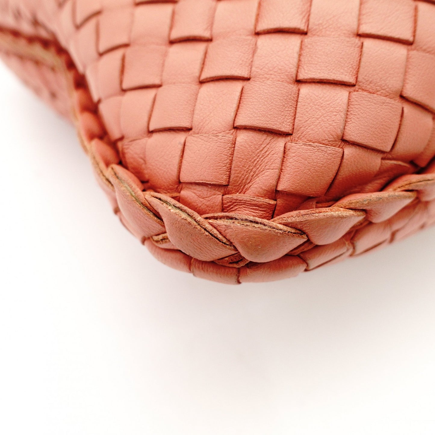 Bottega Veneta Intrecciato One Shoulder Bag Orange Leather Hobo 7-10-596