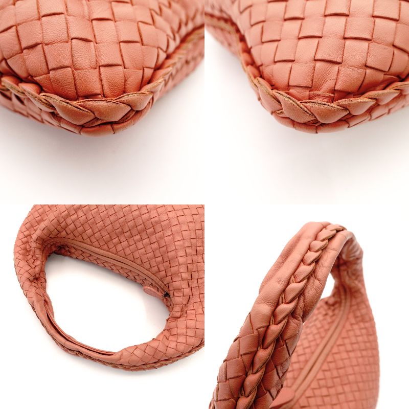 Bottega Veneta Intrecciato One Shoulder Bag Orange Leather Hobo 7-10-596