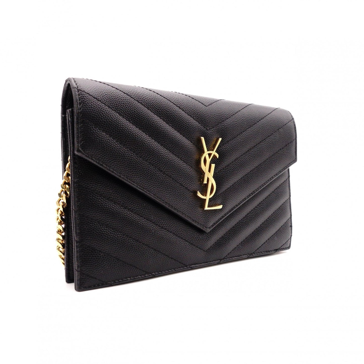 SAINT LAURENT Cassandra Wallet Chain Shoulder Bag, Leather, Black, Gold Hardware, Women's