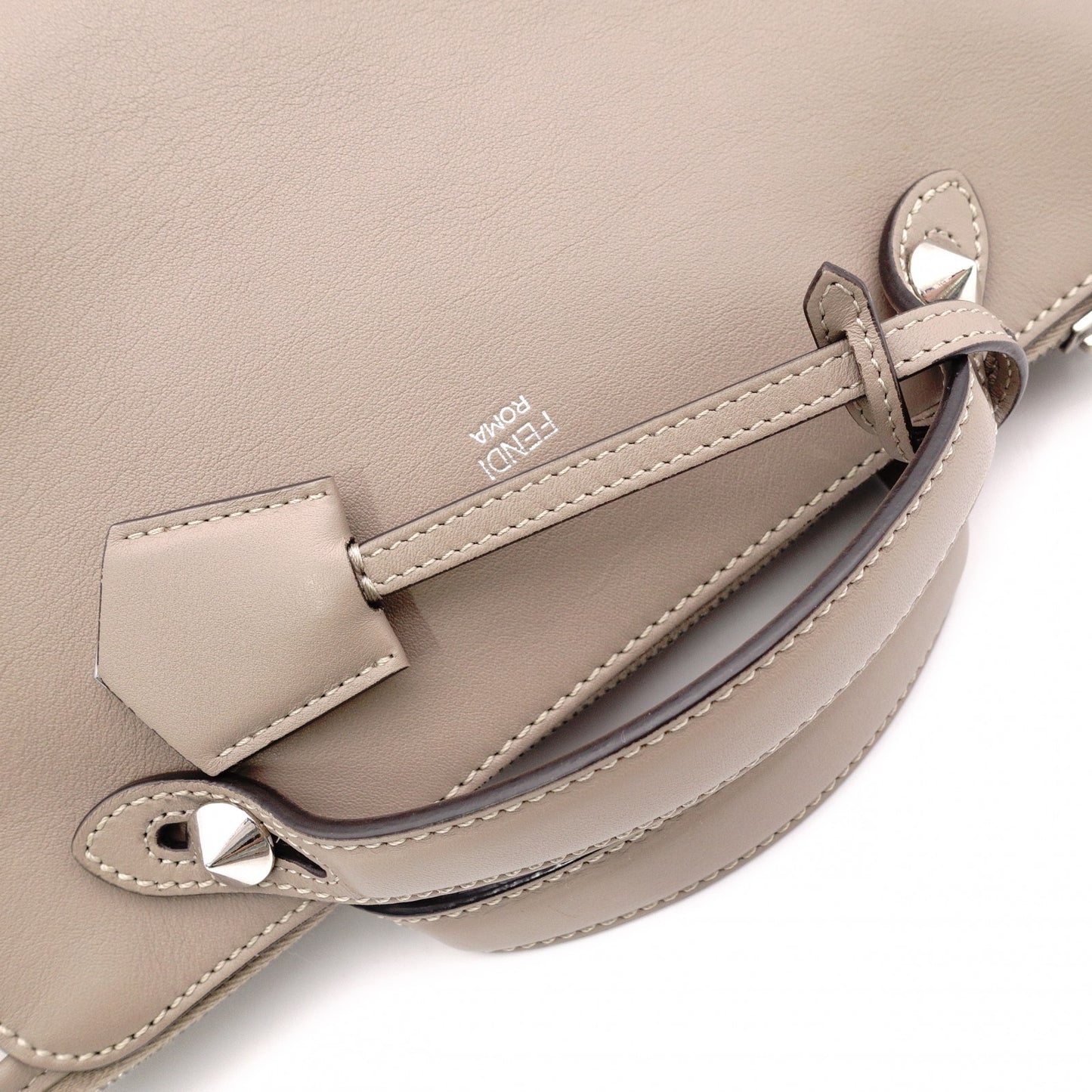 FENDI By the Way Handbag, Leather, Greige, 2-Way