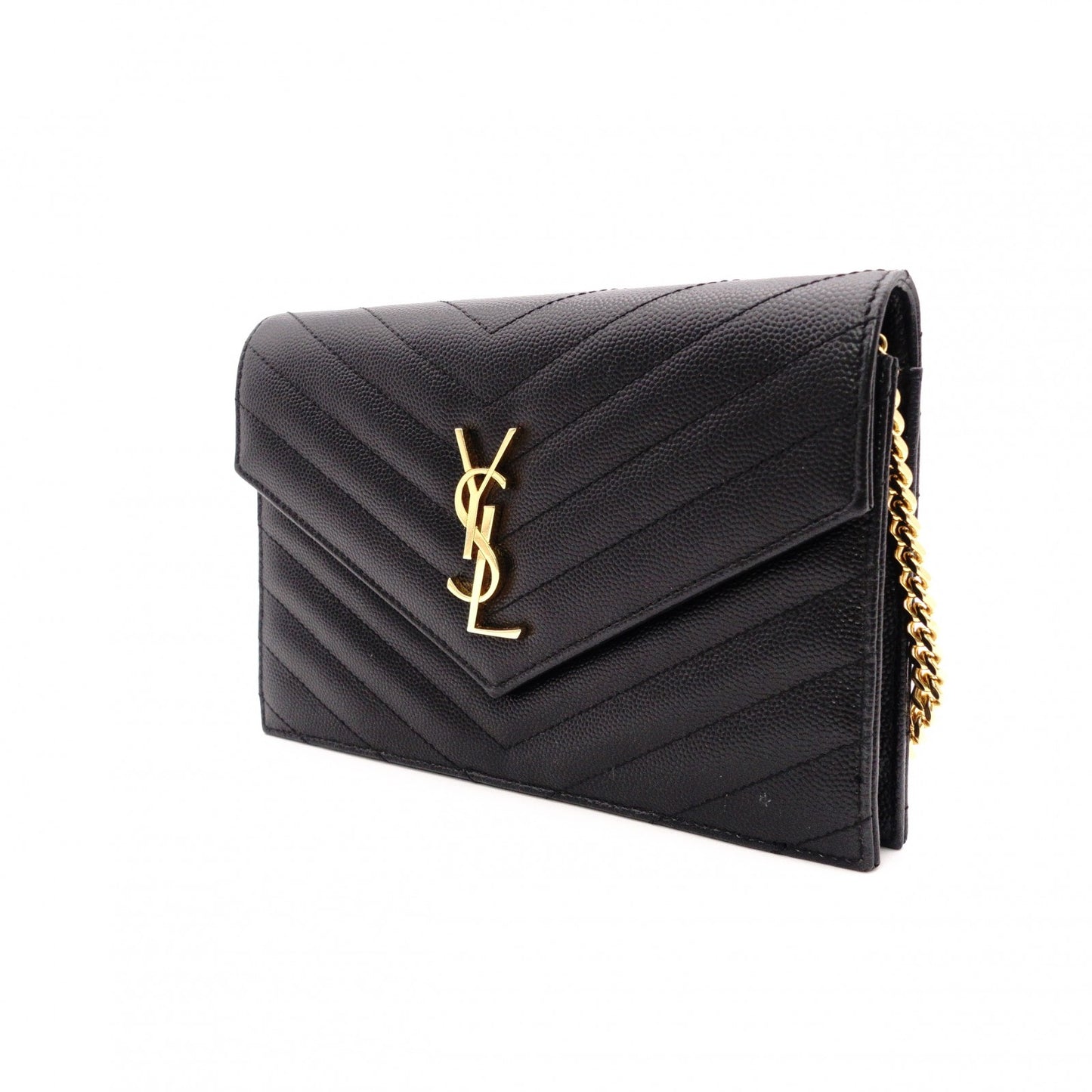 SAINT LAURENT Cassandra Wallet Chain Shoulder Bag, Leather, Black, Gold Hardware, Women's