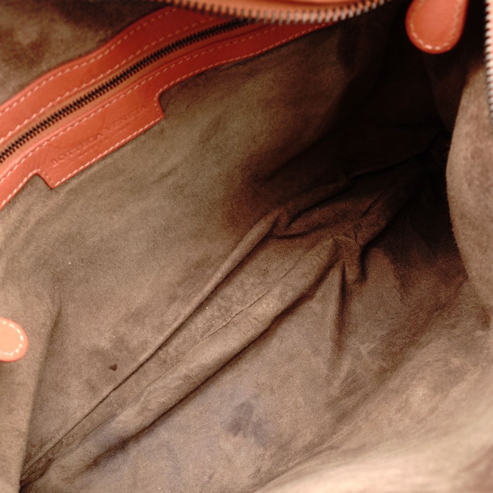 Bottega Veneta Intrecciato One Shoulder Bag Orange Leather Hobo 7-10-596