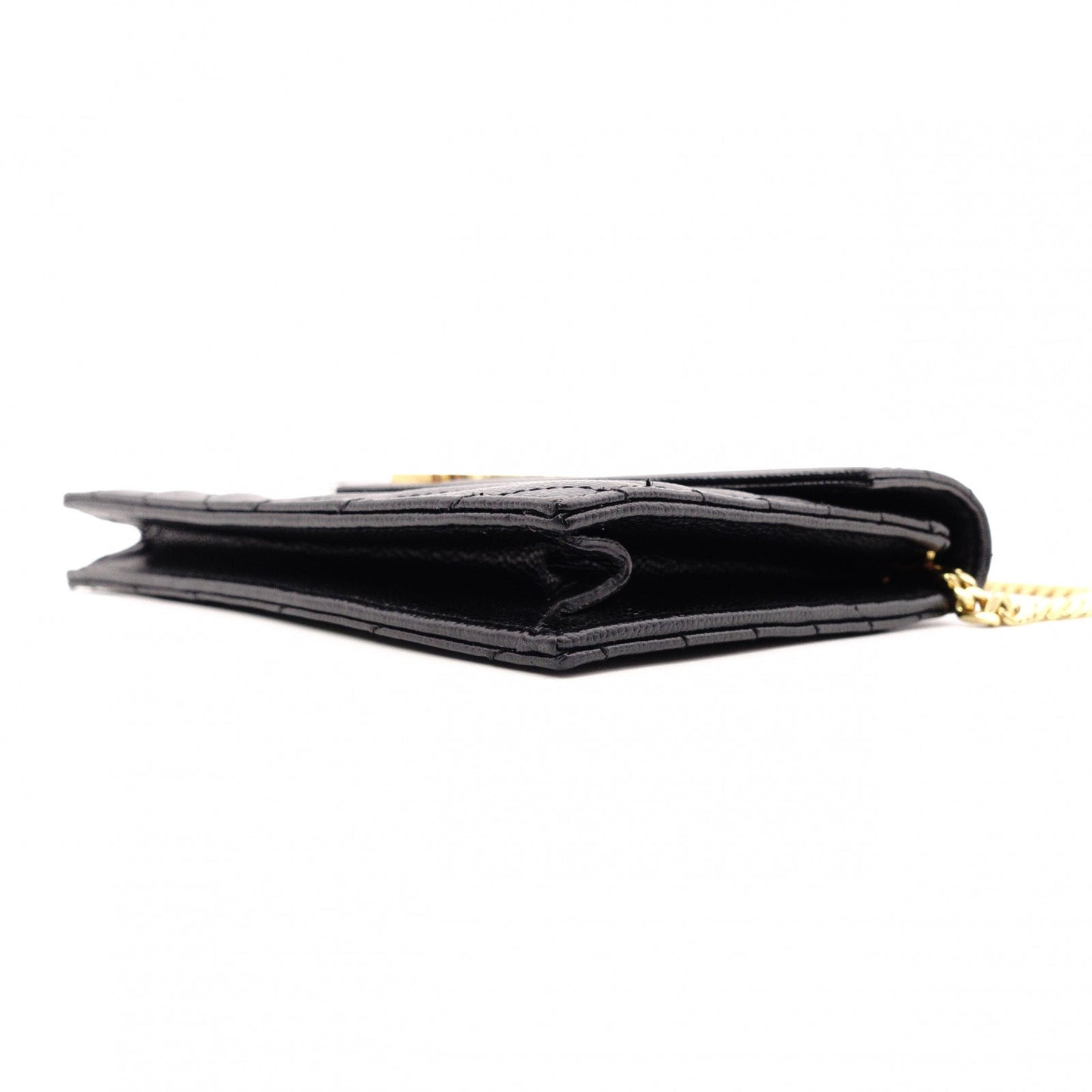 SAINT LAURENT Cassandra Wallet Chain Shoulder Bag, Leather, Black, Gold Hardware, Women's