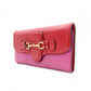 GUCCI Horsebit Long Wallet, Leather, Pink/Red, Gold Hardware