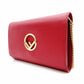 FENDI Effiz Wallet Chain, Leather, Red, Shoulder