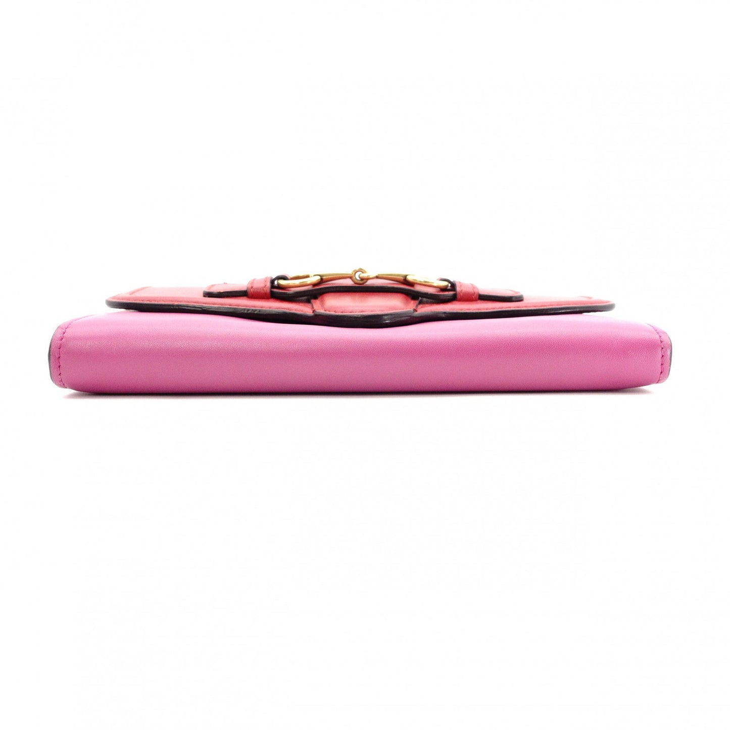 GUCCI Horsebit Long Wallet, Leather, Pink/Red, Gold Hardware