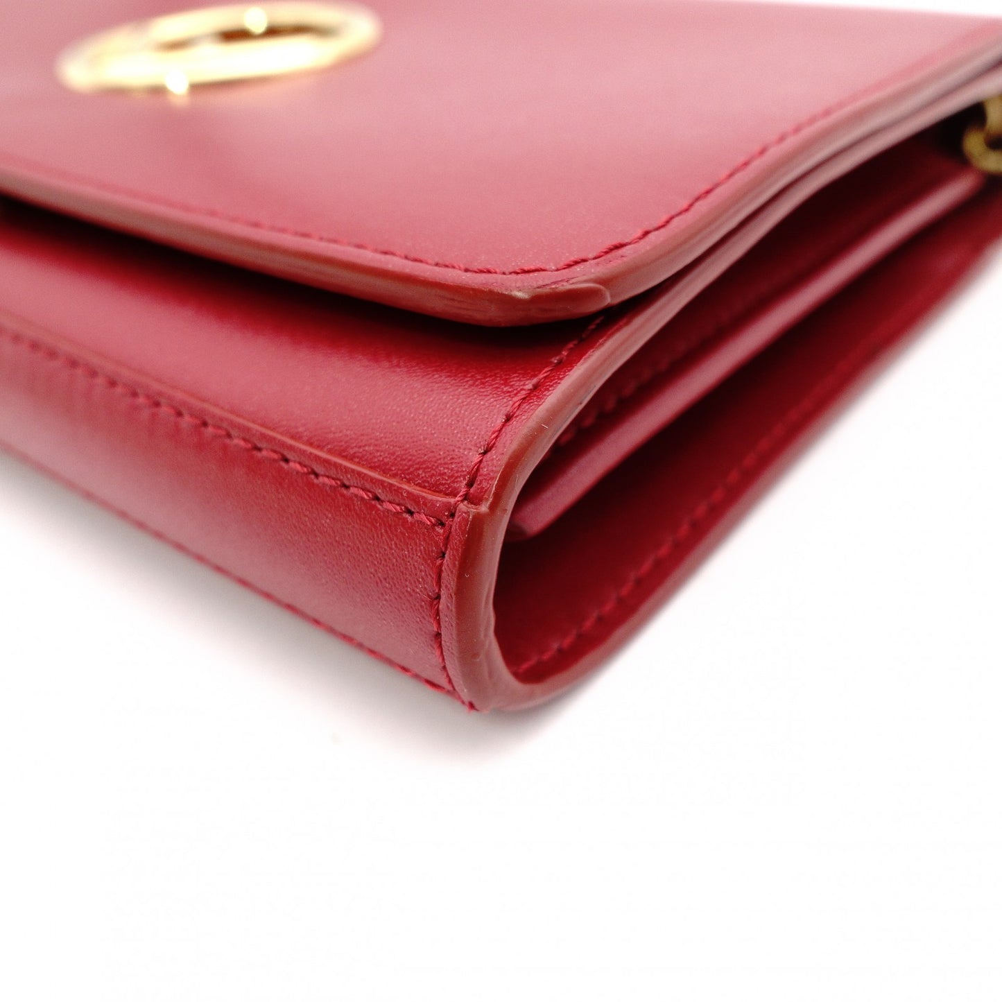 FENDI Effiz Wallet Chain, Leather, Red, Shoulder