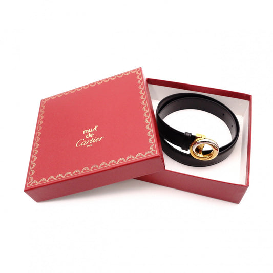 CARTIER Trinity Belt, Leather, Black, Gold Hardware, Women's