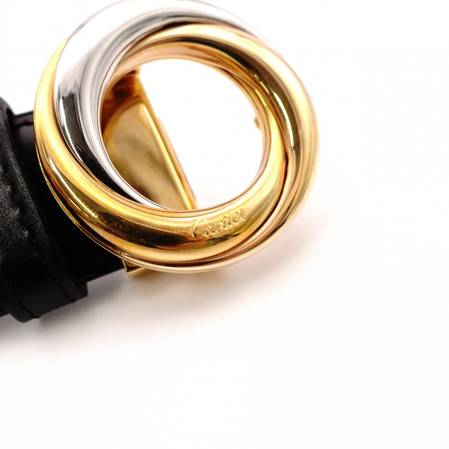 CARTIER Trinity Belt, Leather, Black, Gold Hardware, Women's
