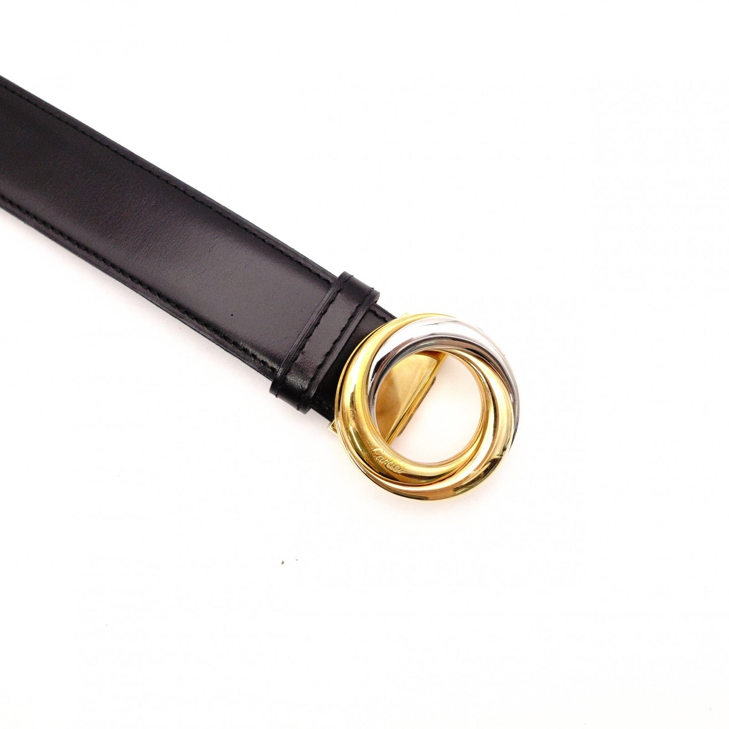 CARTIER Trinity Belt, Leather, Black, Gold Hardware, Women's