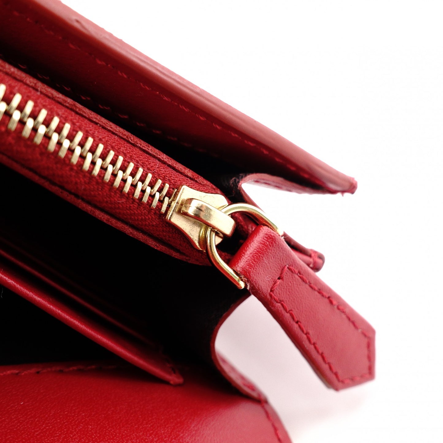 FENDI Effiz Wallet Chain, Leather, Red, Shoulder