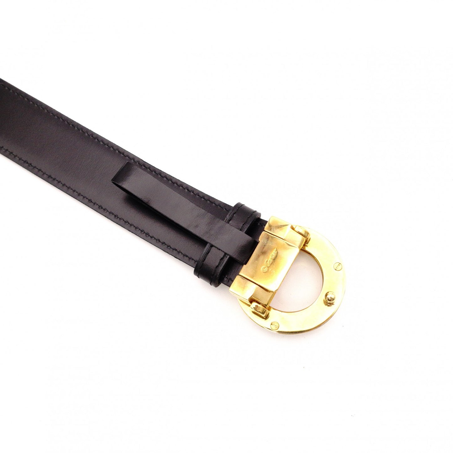 CARTIER Trinity Belt, Leather, Black, Gold Hardware, Women's