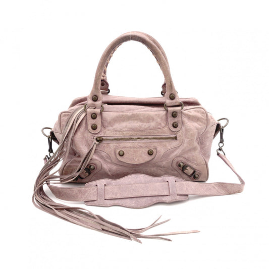 BALENCIAGA The Box Classic Handbag, Leather, Purple, 2-Way