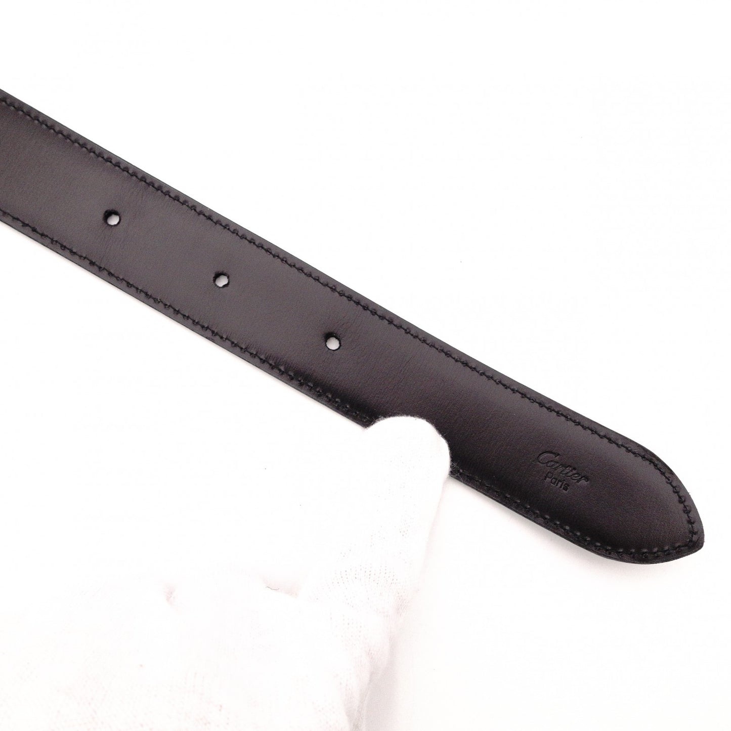 CARTIER Trinity Belt, Leather, Black, Gold Hardware, Women's
