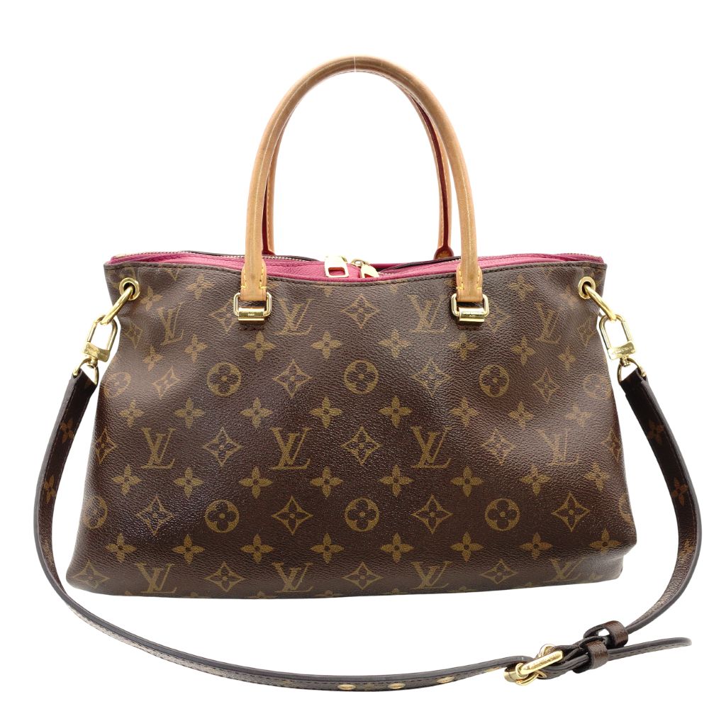 LOUIS VUITTON Monogram Canvas Parthena Handbag 2-Way Brown × Pink PVC Leather Shoulder 7-10-423