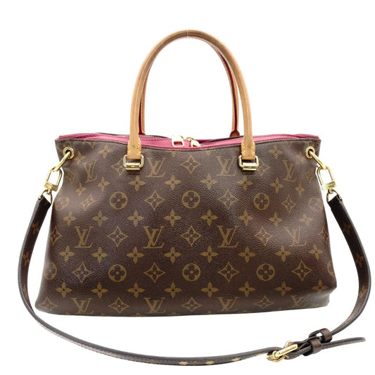 LOUIS VUITTON Monogram Canvas Parthena Handbag 2-Way Brown × Pink PVC Leather Shoulder 7-10-423