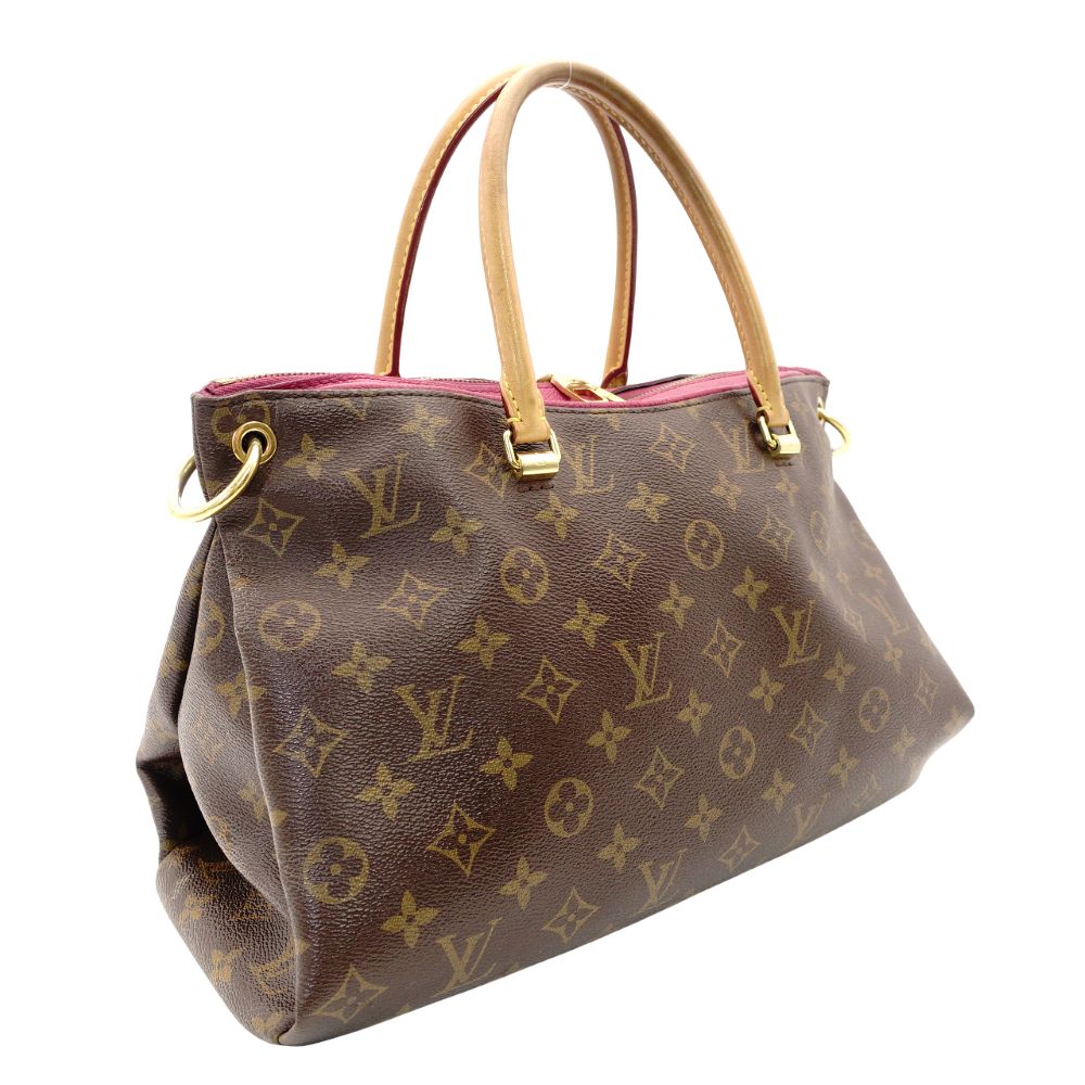 LOUIS VUITTON Monogram Canvas Parthena Handbag 2-Way Brown × Pink PVC Leather Shoulder 7-10-423