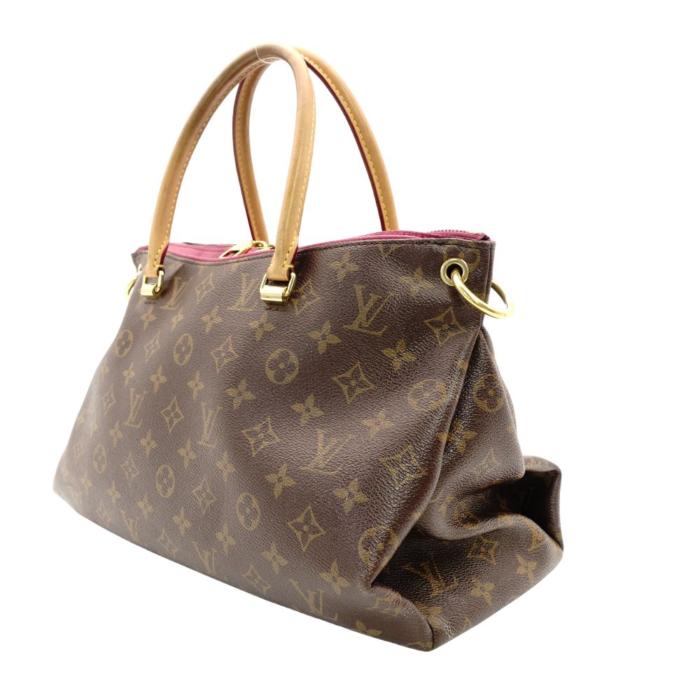 LOUIS VUITTON Monogram Canvas Parthena Handbag 2-Way Brown × Pink PVC Leather Shoulder 7-10-423
