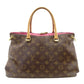 LOUIS VUITTON Monogram Canvas Parthena Handbag 2-Way Brown × Pink PVC Leather Shoulder 7-10-423
