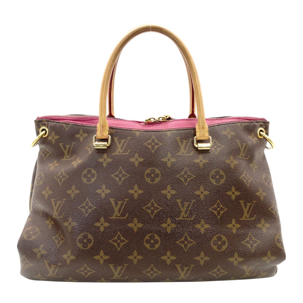 LOUIS VUITTON Monogram Canvas Parthena Handbag 2-Way Brown × Pink PVC Leather Shoulder 7-10-423