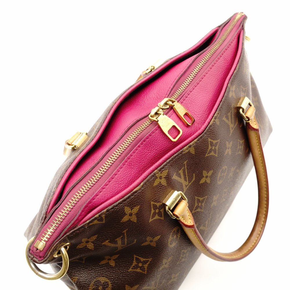LOUIS VUITTON Monogram Canvas Parthena Handbag 2-Way Brown × Pink PVC Leather Shoulder 7-10-423