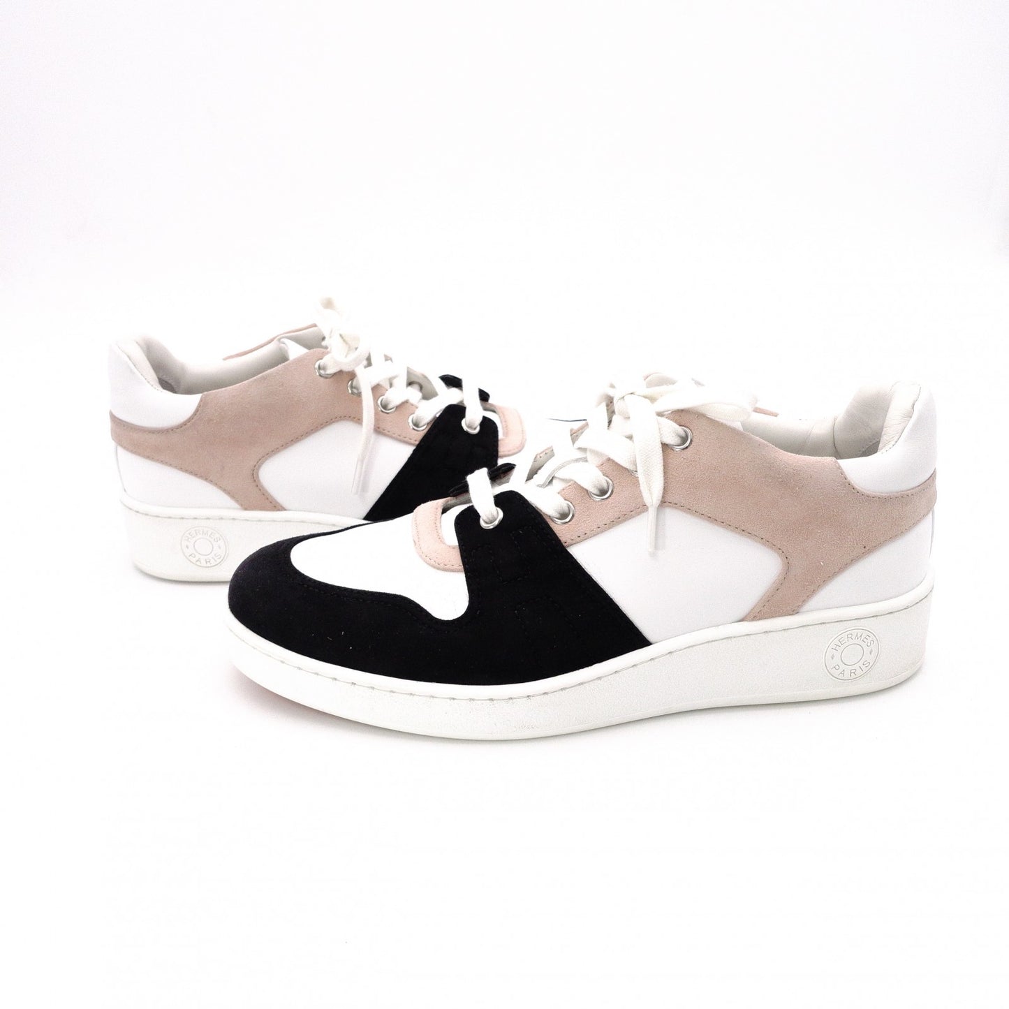 HERMES Free Sneakers, Leather, White, Size 39 (approx. 25–25.5 cm, US 8)