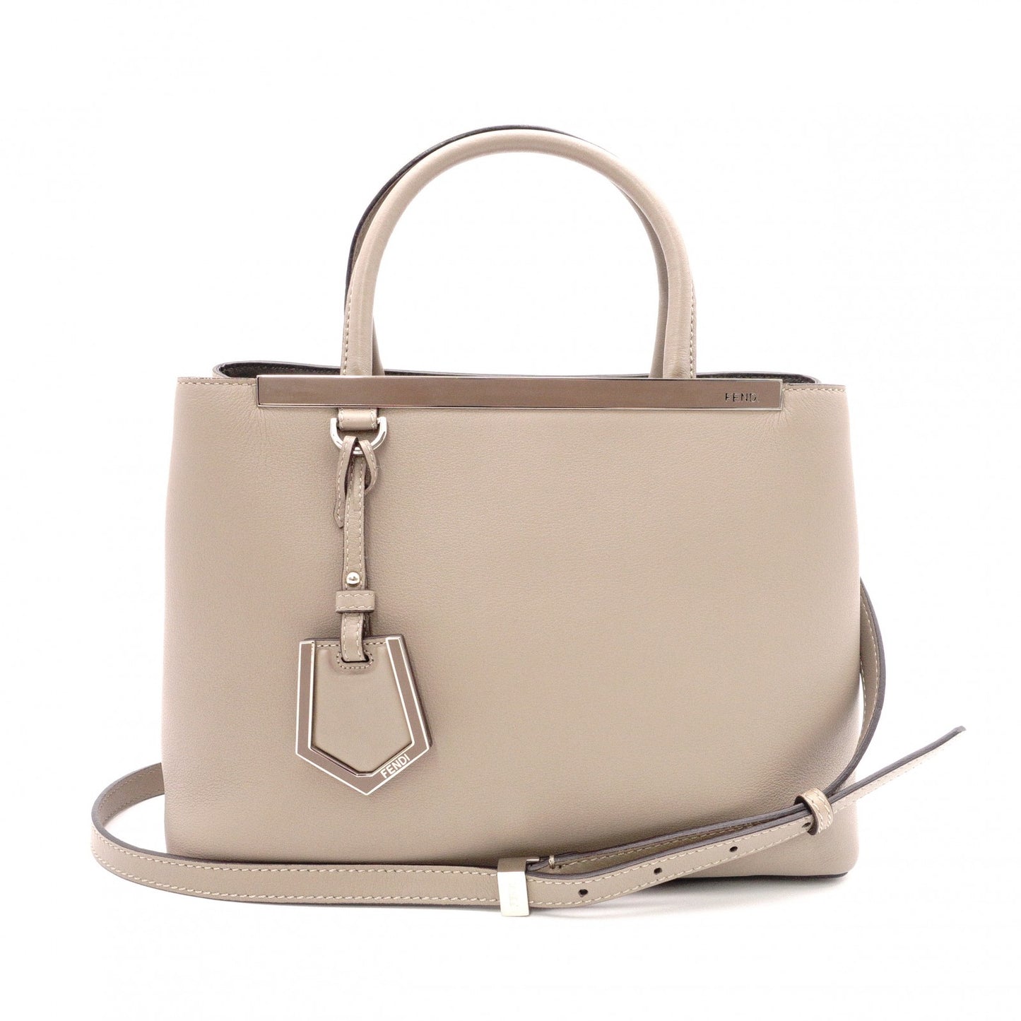 FENDI 2Jours Handbag, 2-Way, Leather, Beige, Women's