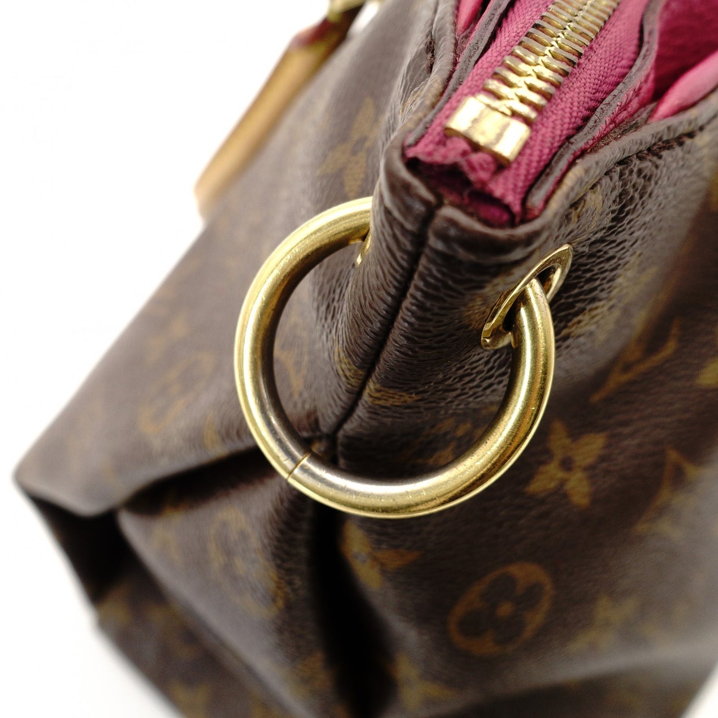 LOUIS VUITTON Monogram Canvas Parthena Handbag 2-Way Brown × Pink PVC Leather Shoulder 7-10-423