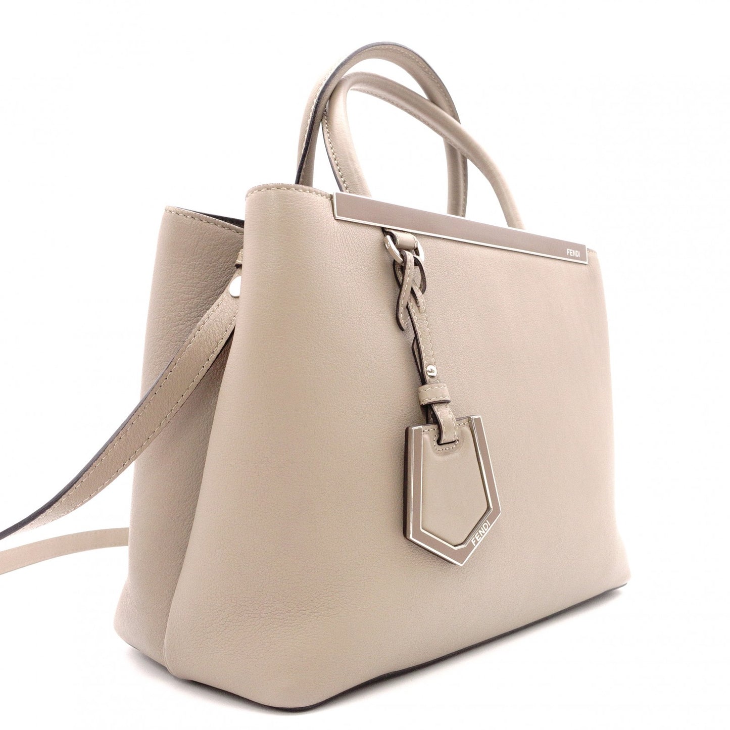 FENDI 2Jours Handbag, 2-Way, Leather, Beige, Women's