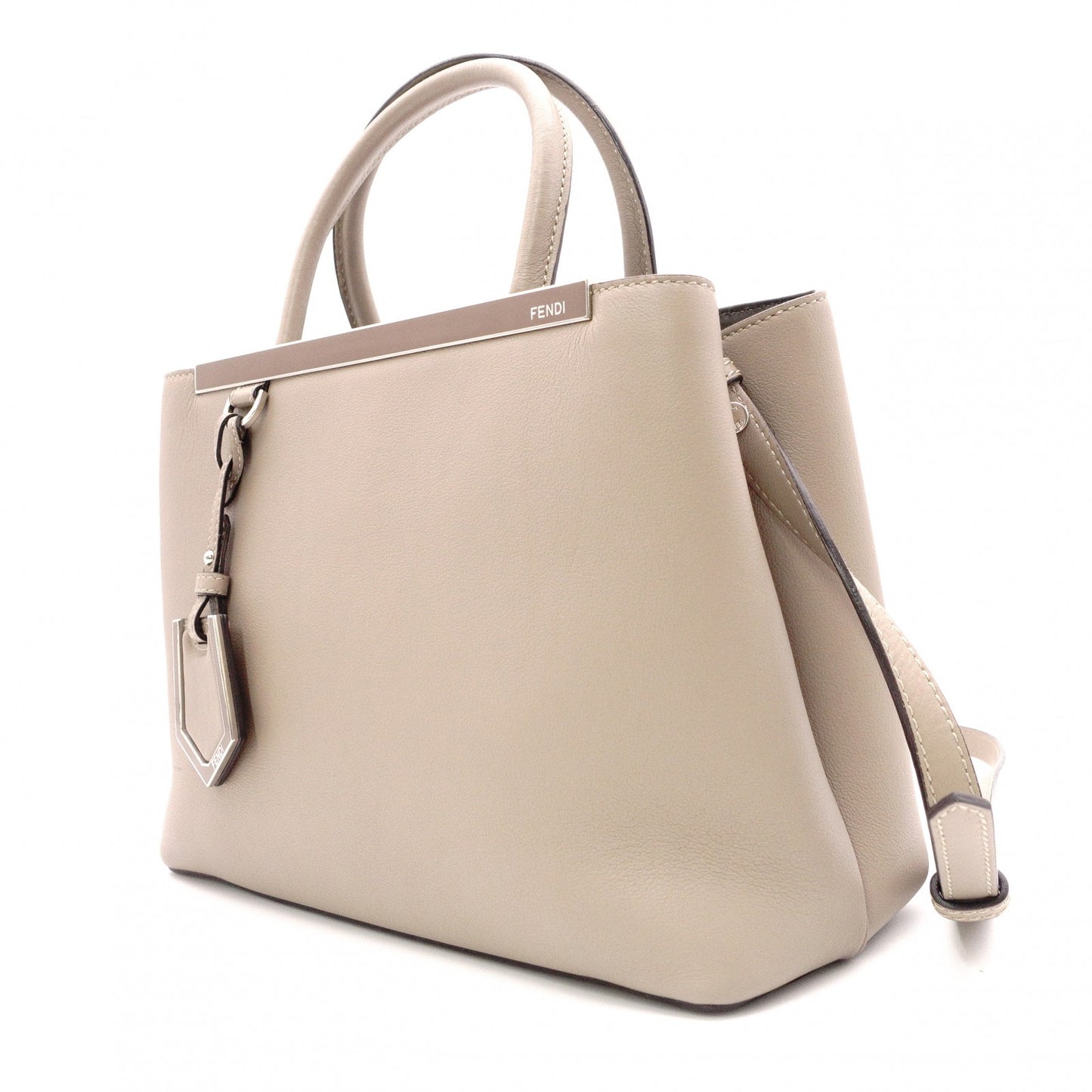 FENDI 2Jours Handbag, 2-Way, Leather, Beige, Women's