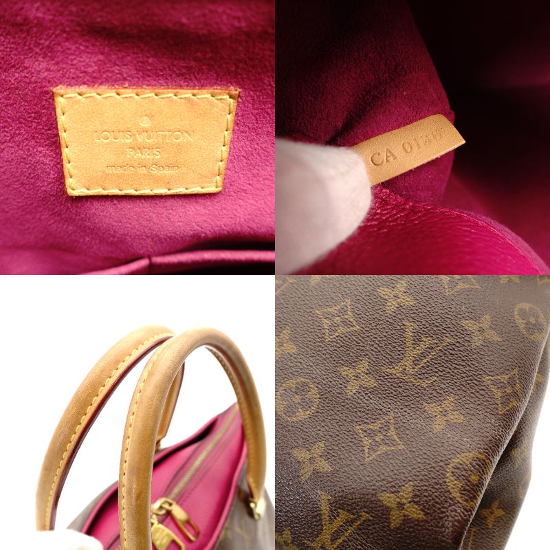 LOUIS VUITTON Monogram Canvas Parthena Handbag 2-Way Brown × Pink PVC Leather Shoulder 7-10-423