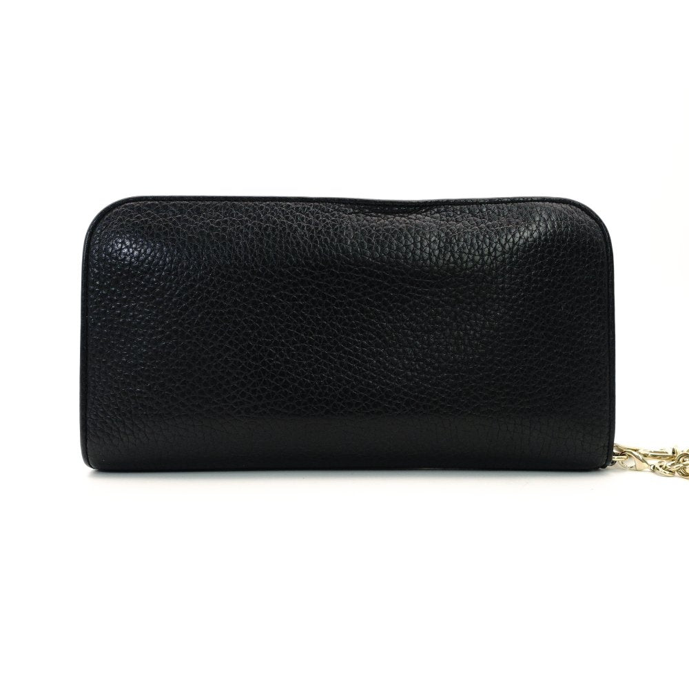 Christian Dior Diorissimo Long Wallet Round Zipper Black Leather 7-11-156