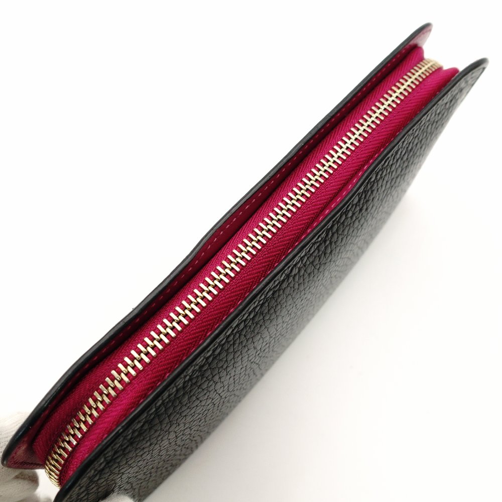 Christian Dior Diorissimo Long Wallet Round Zipper Black Leather 7-11-156