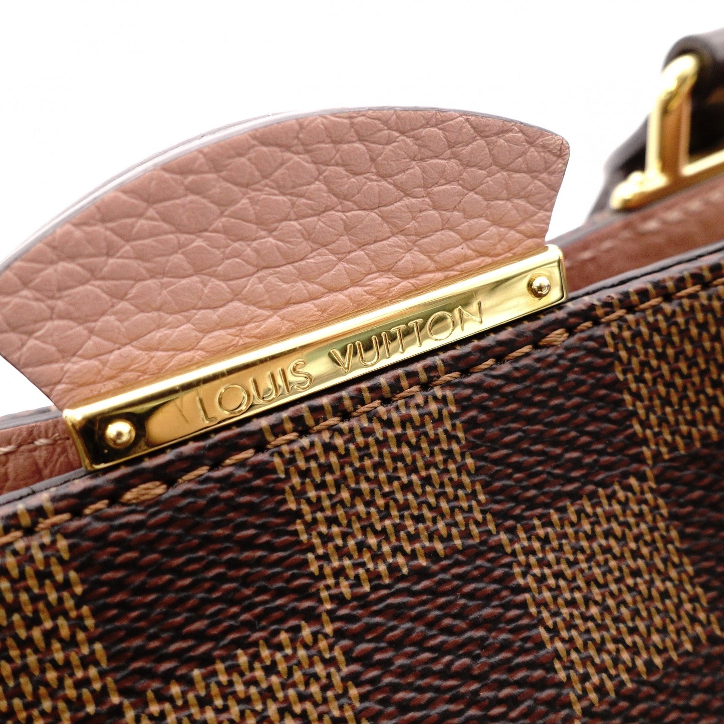 LOUIS VUITTON Brittany Damier Ébène Handbag, Leather and PVC, Brown, 2-Way