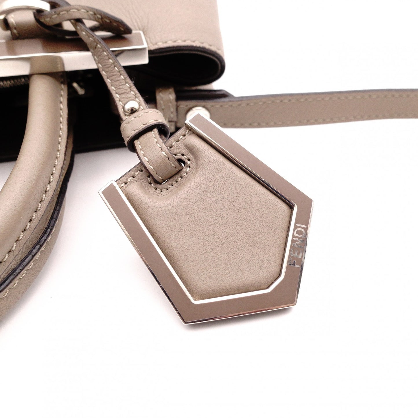 FENDI 2Jours Handbag, 2-Way, Leather, Beige, Women's